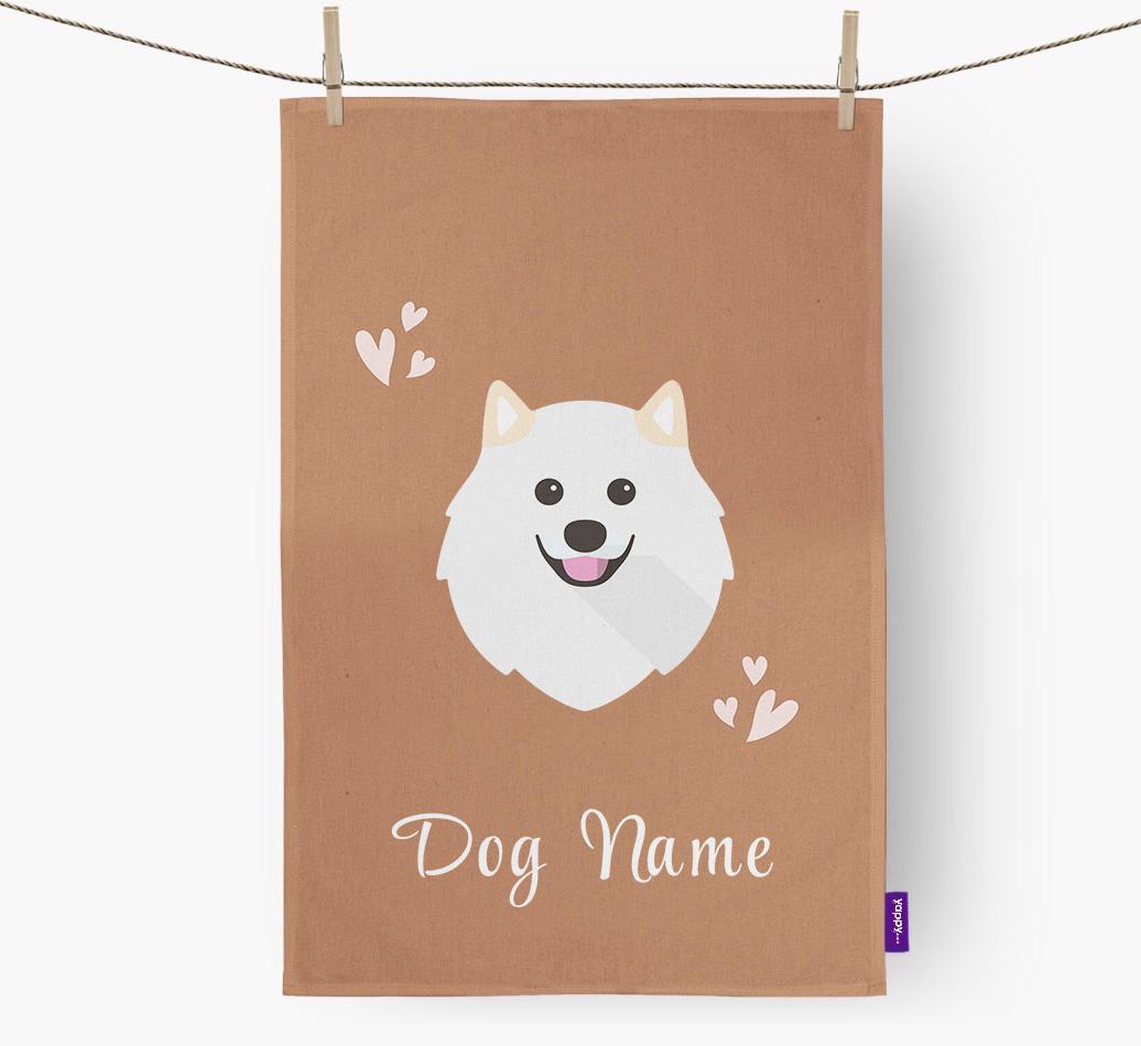 'Hearts' - Personalized {breedFullName} Dish Towel