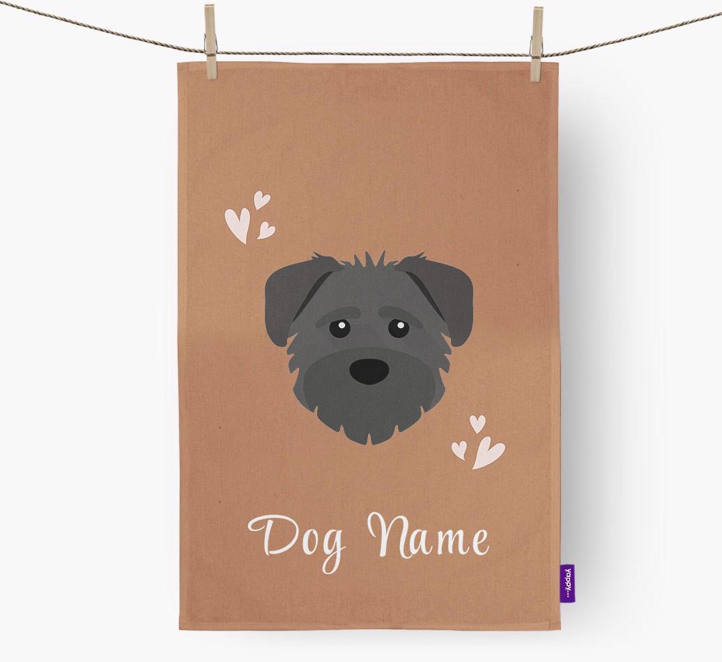 'Hearts' - Personalized {breedFullName} Dish Towel