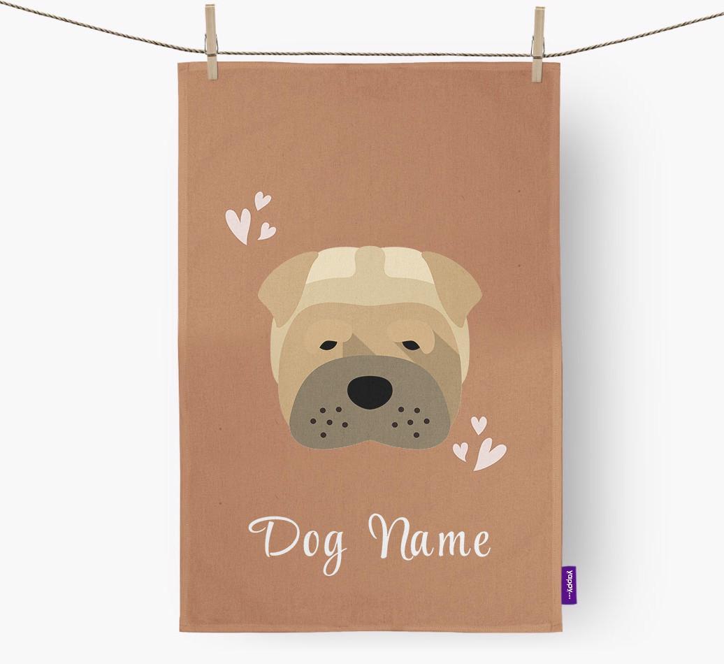 'Hearts' - Personalized {breedFullName} Dish Towel