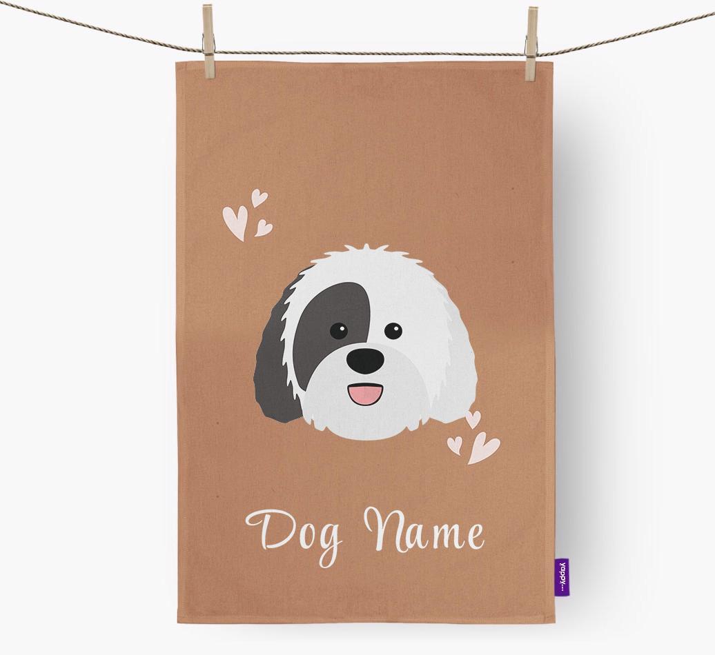 'Hearts' - Personalized {breedFullName} Dish Towel