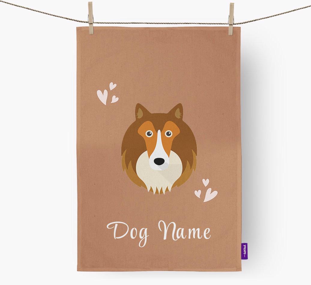 'Hearts' - Personalized {breedFullName} Dish Towel