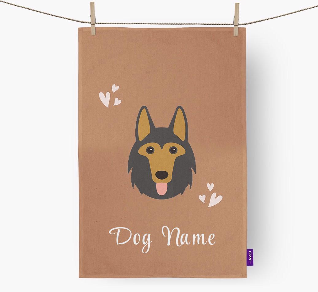 'Hearts' - Personalized {breedFullName} Dish Towel