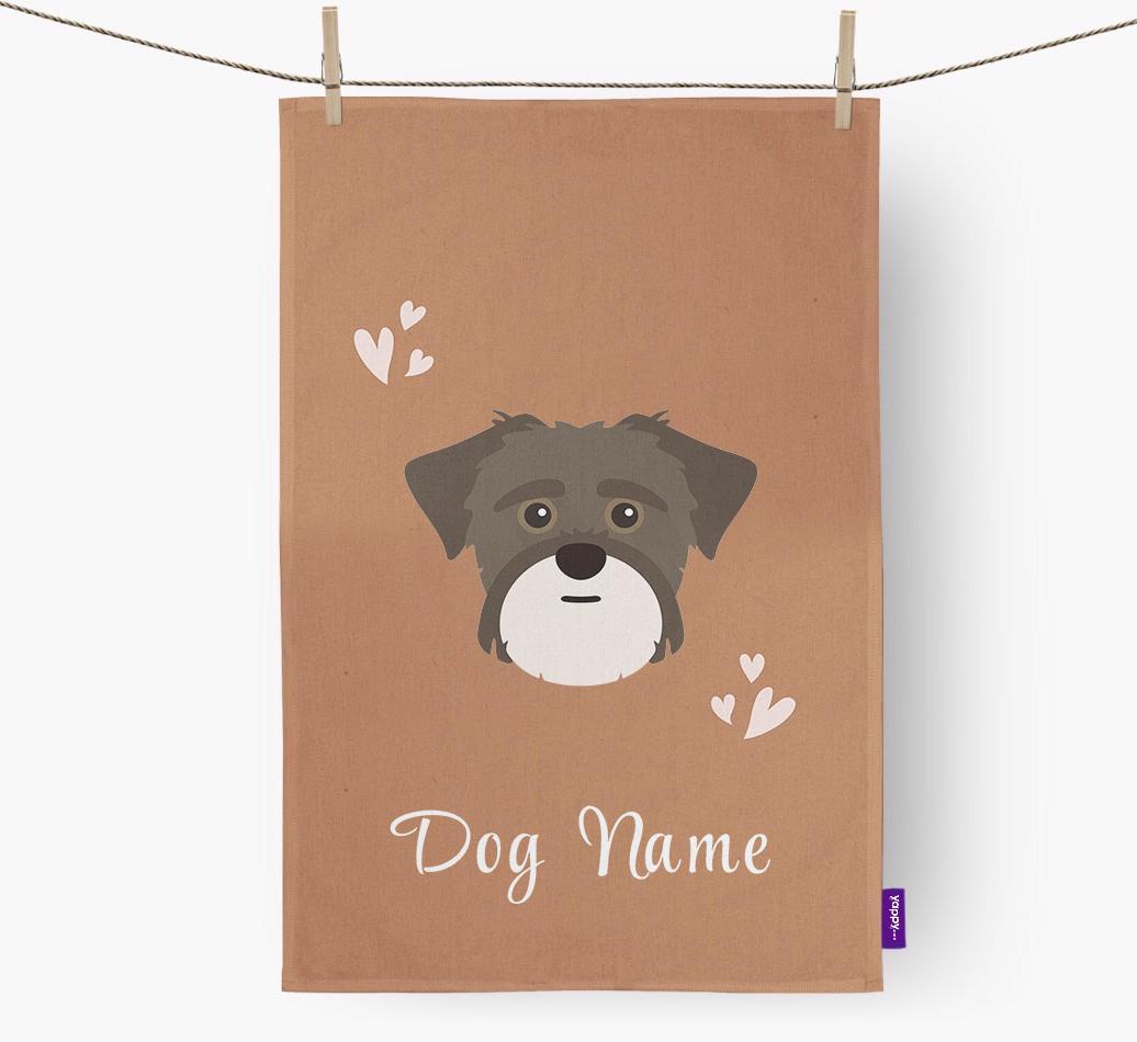 'Hearts' - Personalized {breedFullName} Dish Towel