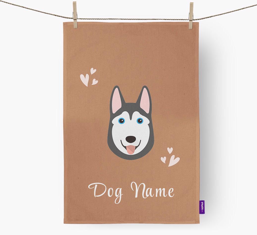 'Hearts' - Personalized {breedFullName} Dish Towel