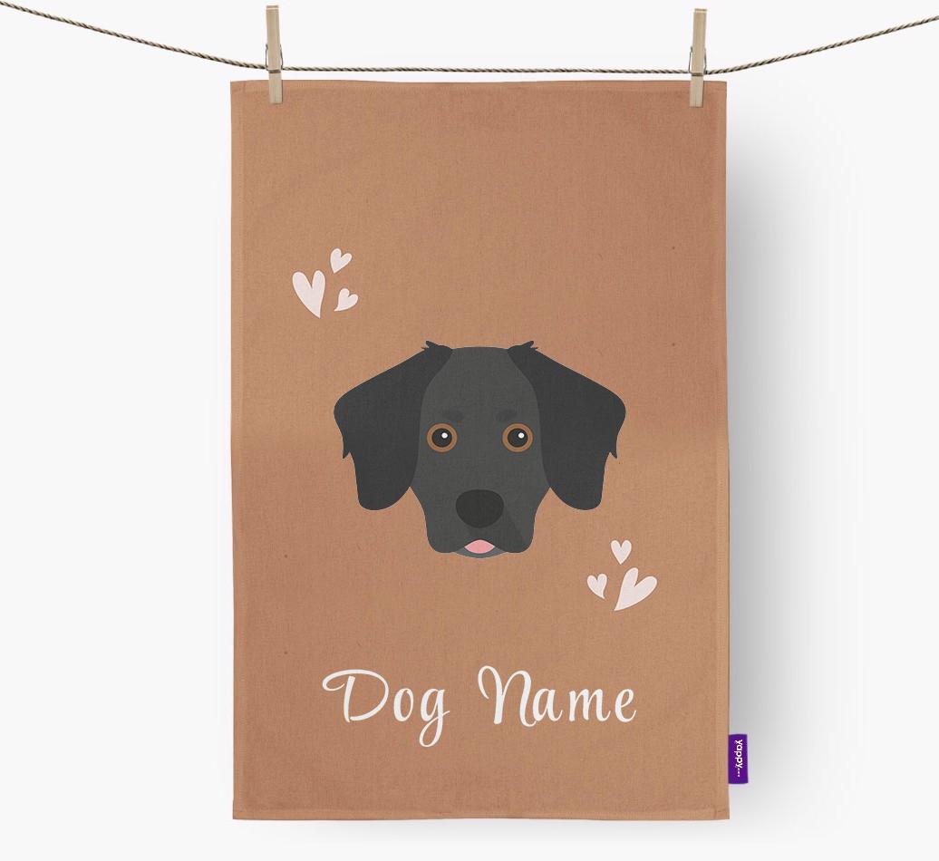 'Hearts' - Personalized {breedFullName} Dish Towel