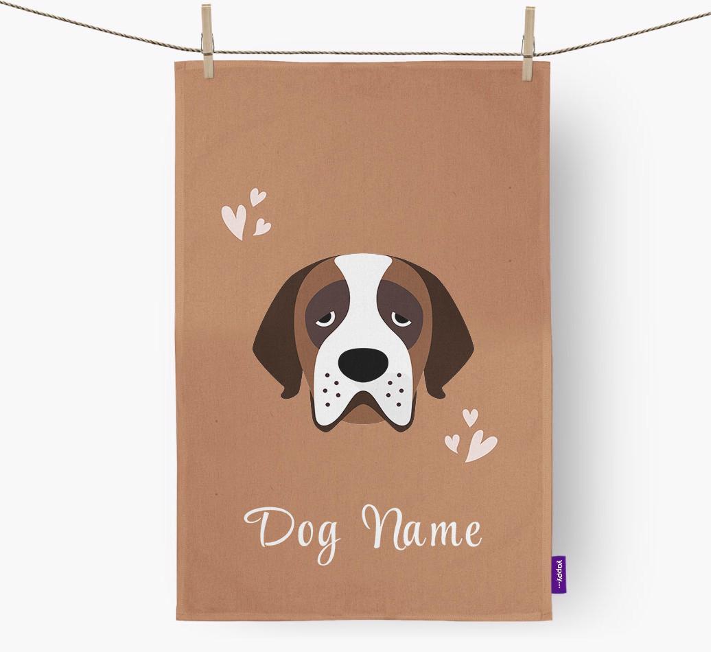 'Hearts' - Personalized {breedFullName} Dish Towel