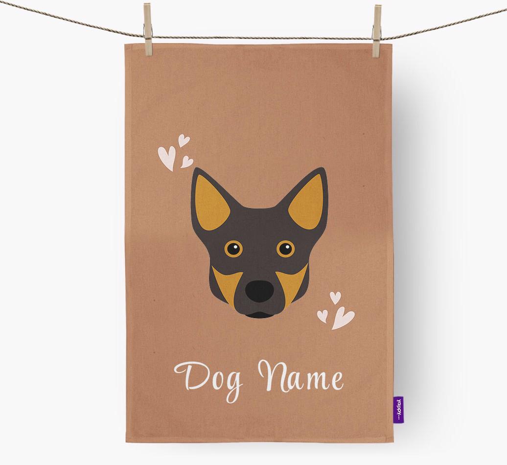 'Hearts' - Personalized {breedFullName} Dish Towel