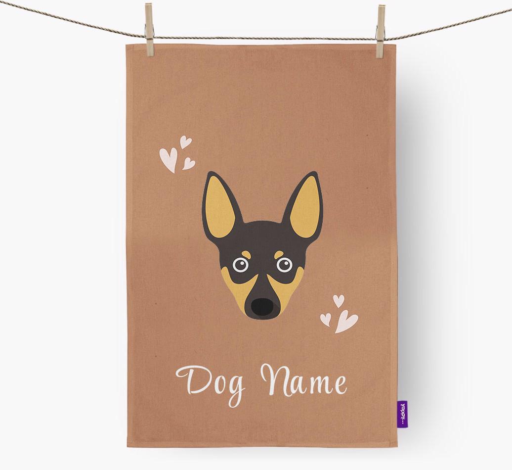 'Hearts' - Personalized {breedFullName} Dish Towel