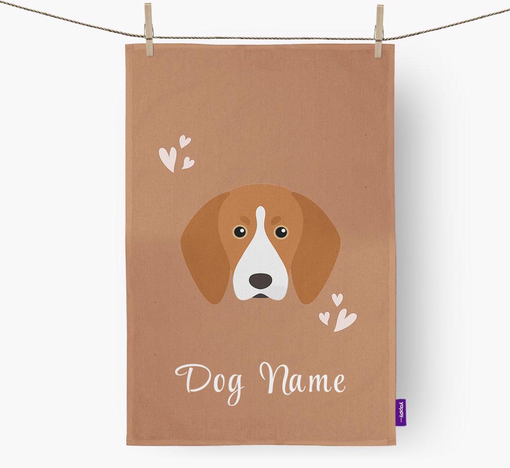 'Hearts' - Personalized {breedFullName} Dish Towel