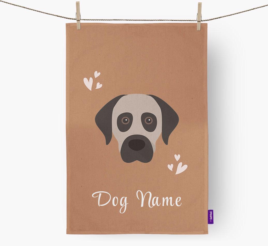 'Hearts' - Personalized {breedFullName} Dish Towel