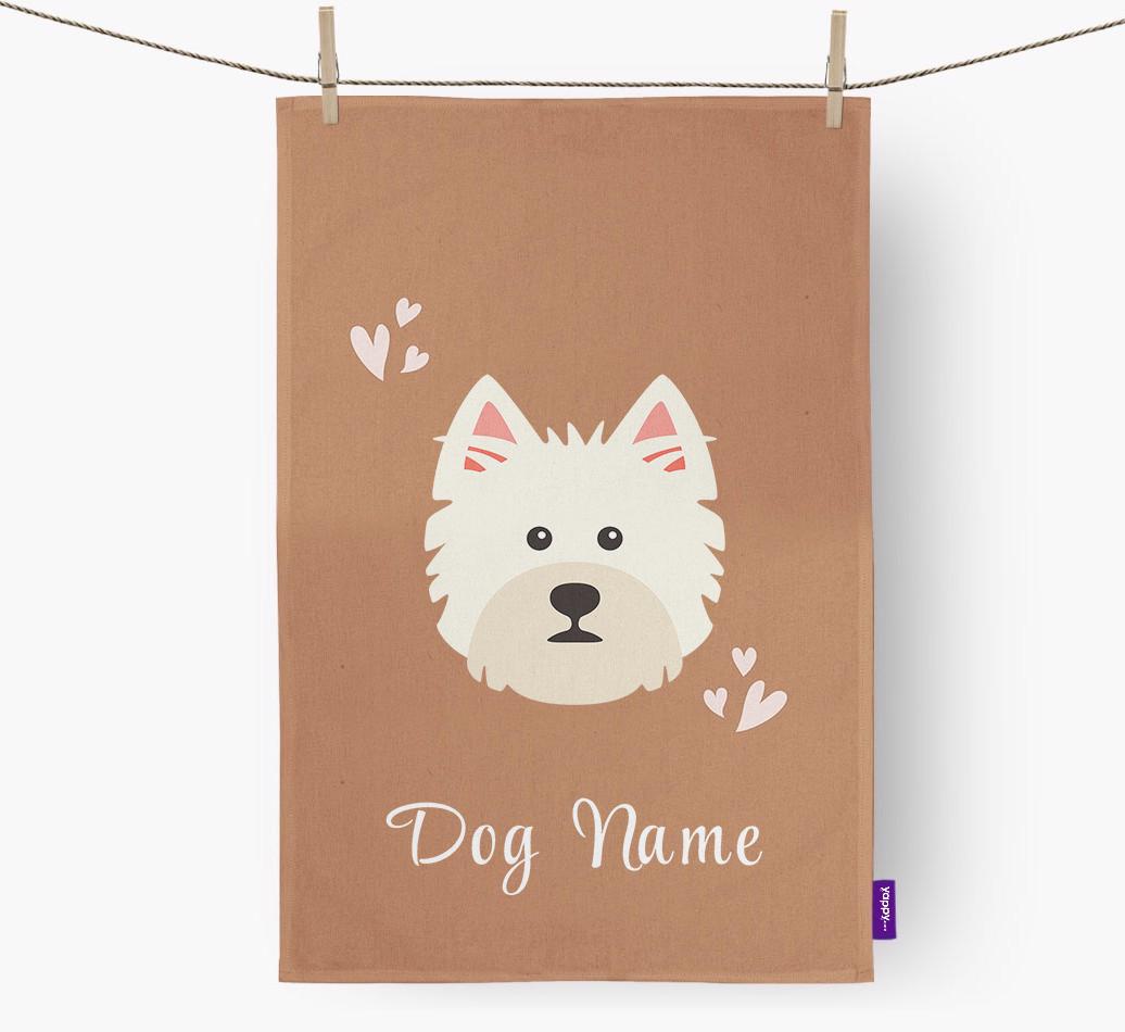 'Hearts' - Personalized {breedFullName} Dish Towel