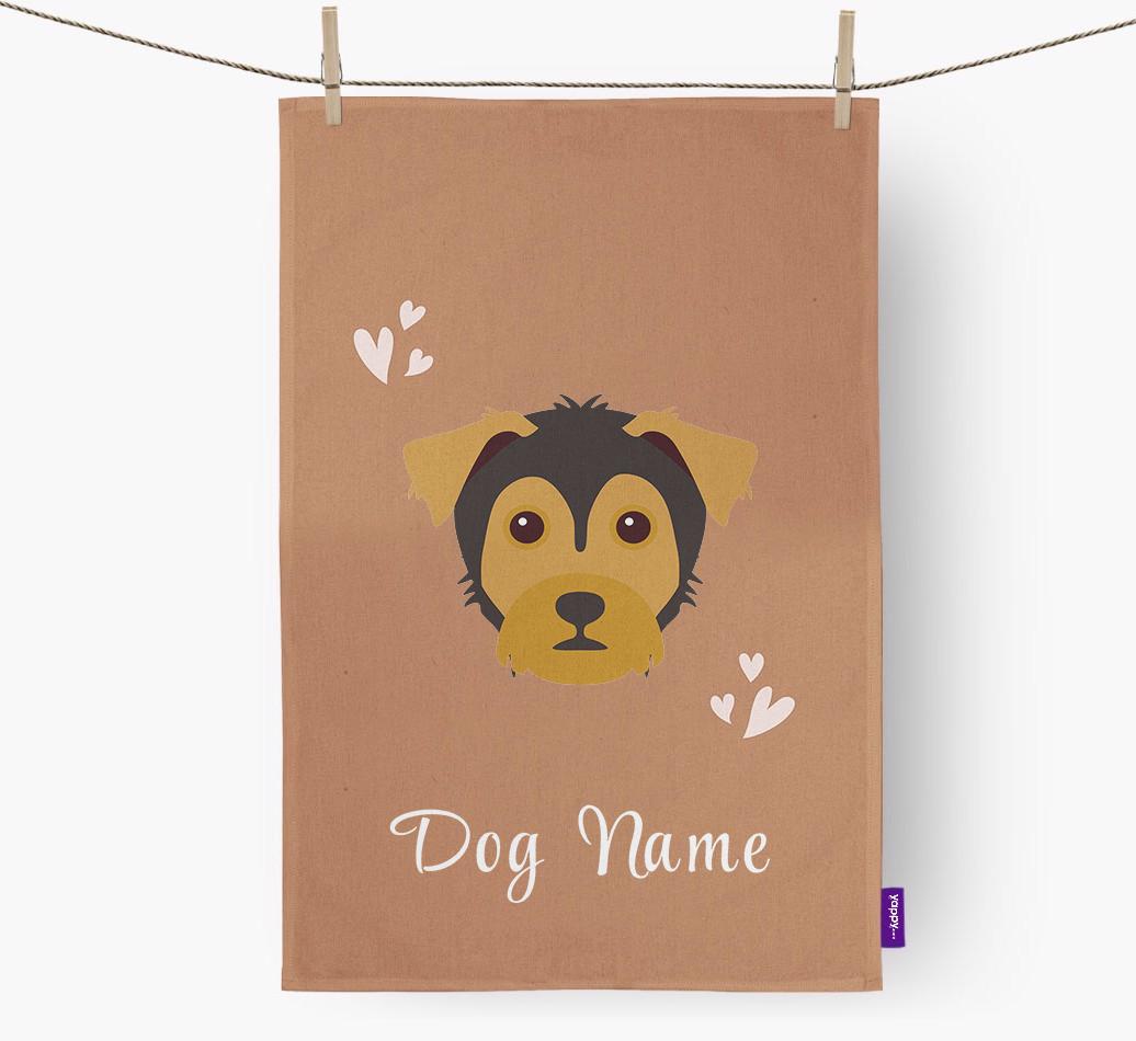 'Hearts' - Personalized {breedFullName} Dish Towel