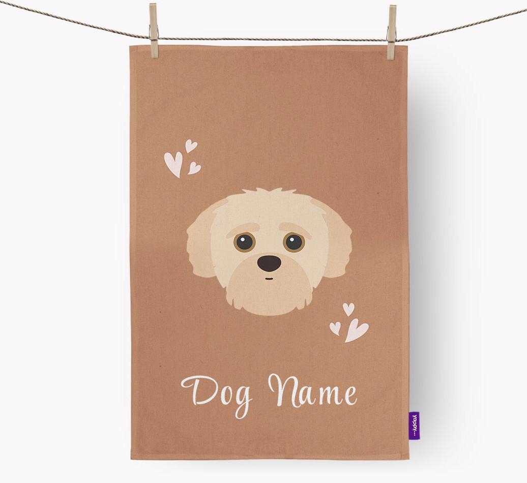 'Hearts' - Personalized {breedFullName} Dish Towel