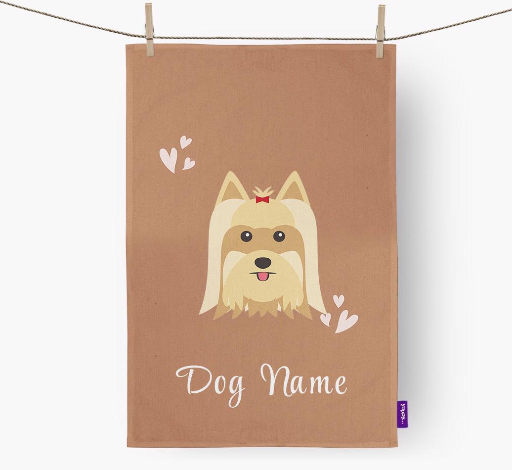 'Hearts' - Personalized {breedFullName} Dish Towel