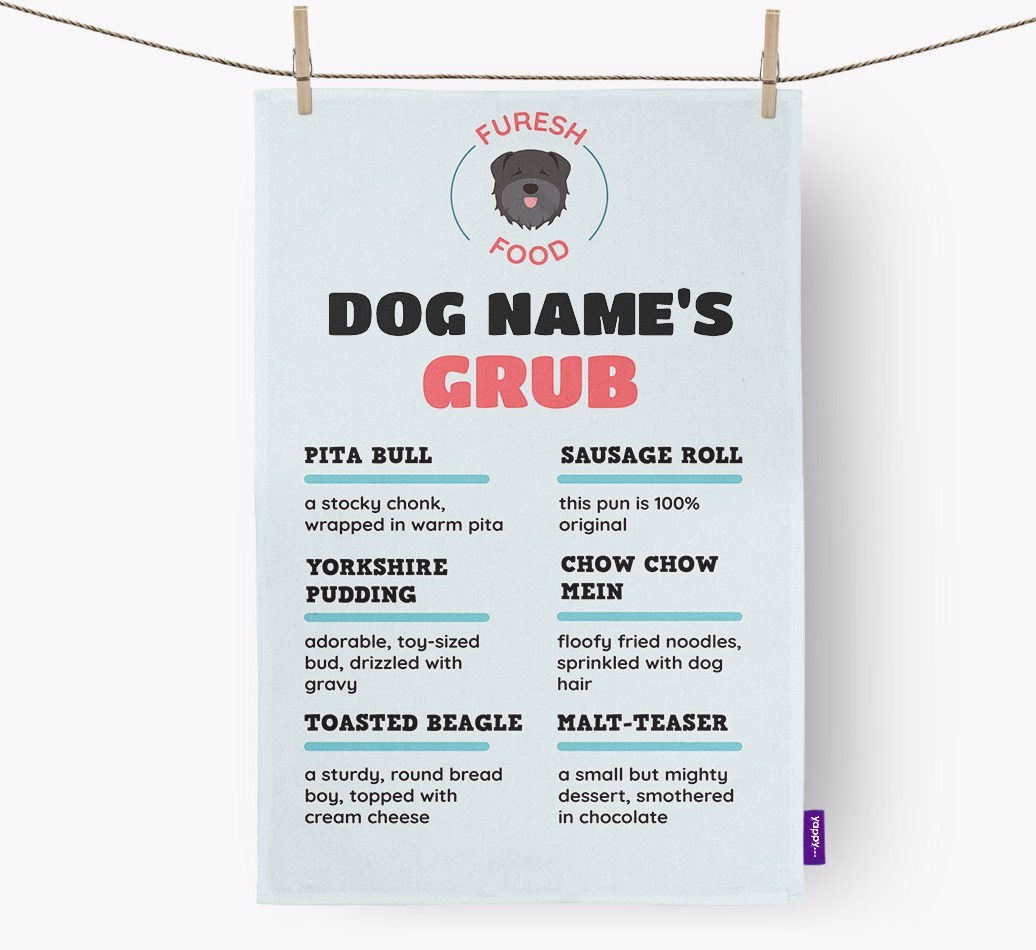 'Menu Spoof' - Personalised {breedFullName} Dish Towel