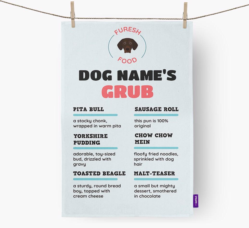 'Menu Spoof' - Personalised {breedFullName} Dish Towel