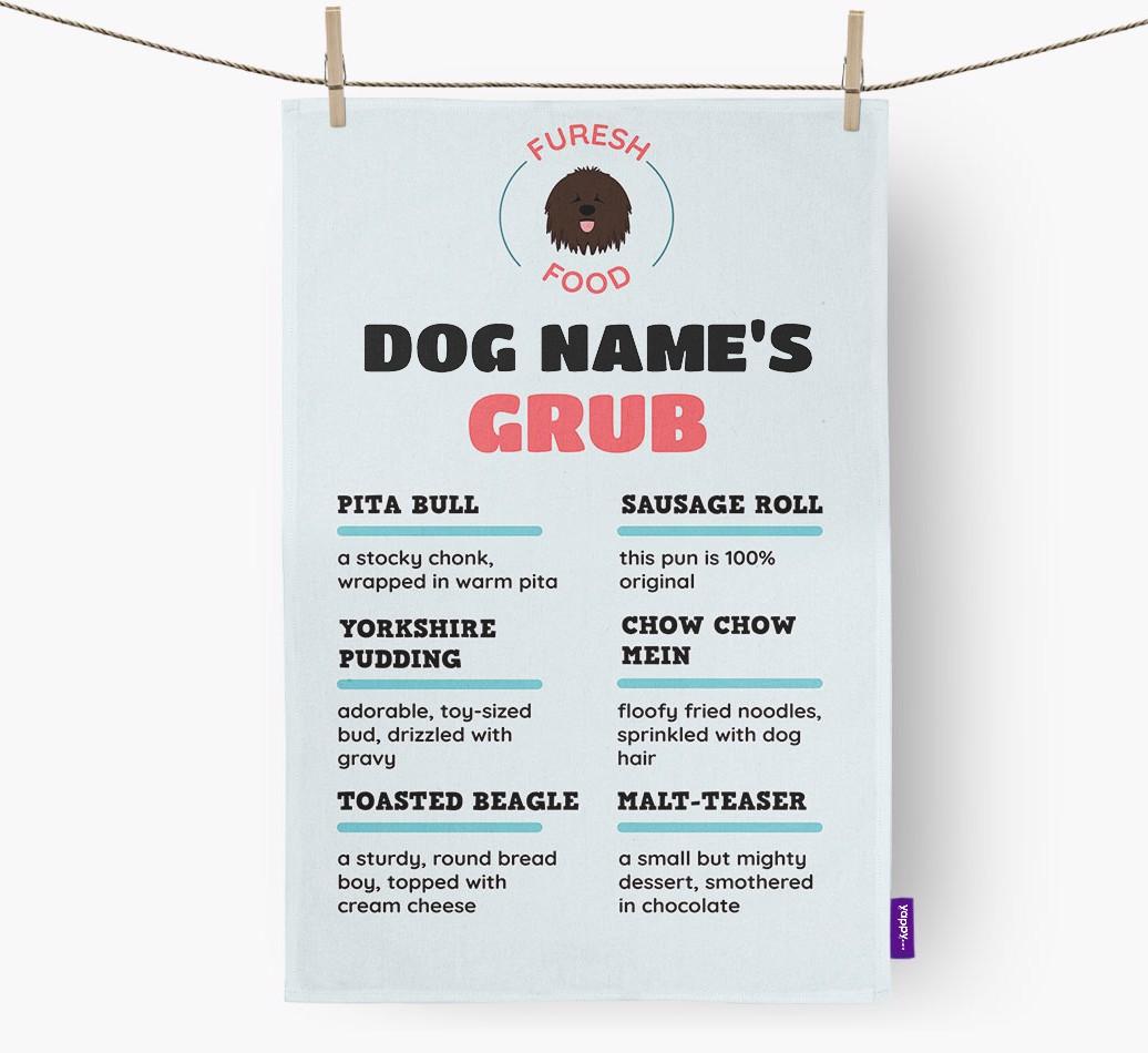 'Menu Spoof' - Personalised {breedFullName} Dish Towel