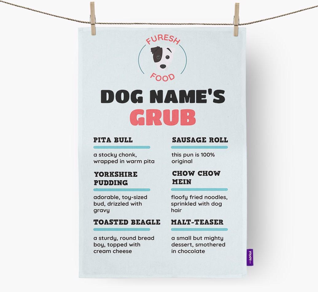 'Menu Spoof' - Personalised {breedFullName} Dish Towel