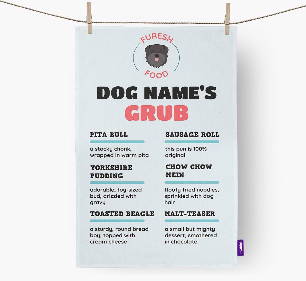 'Menu Spoof' - Personalised {breedFullName} Dish Towel