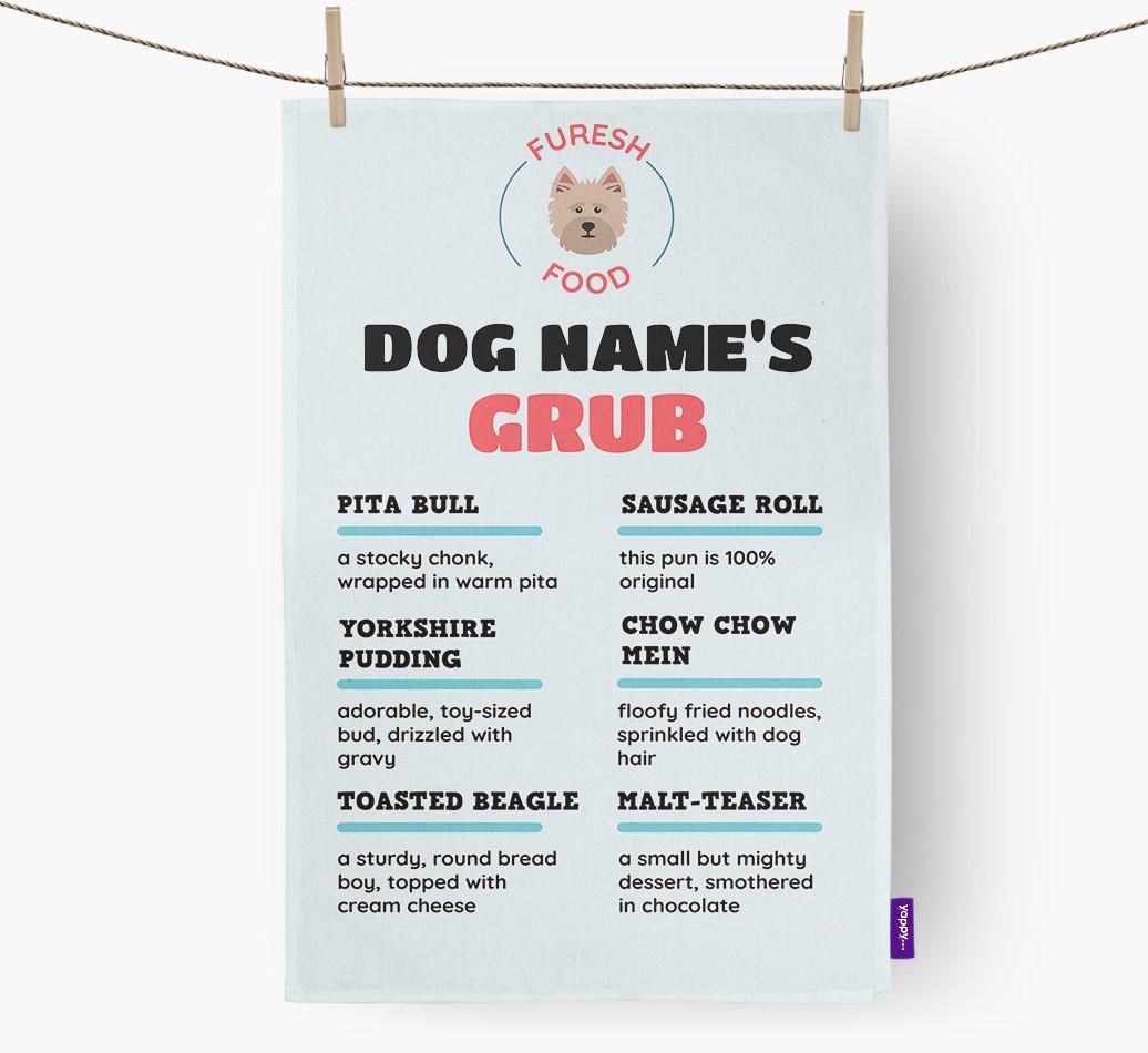 'Menu Spoof' - Personalised {breedFullName} Dish Towel