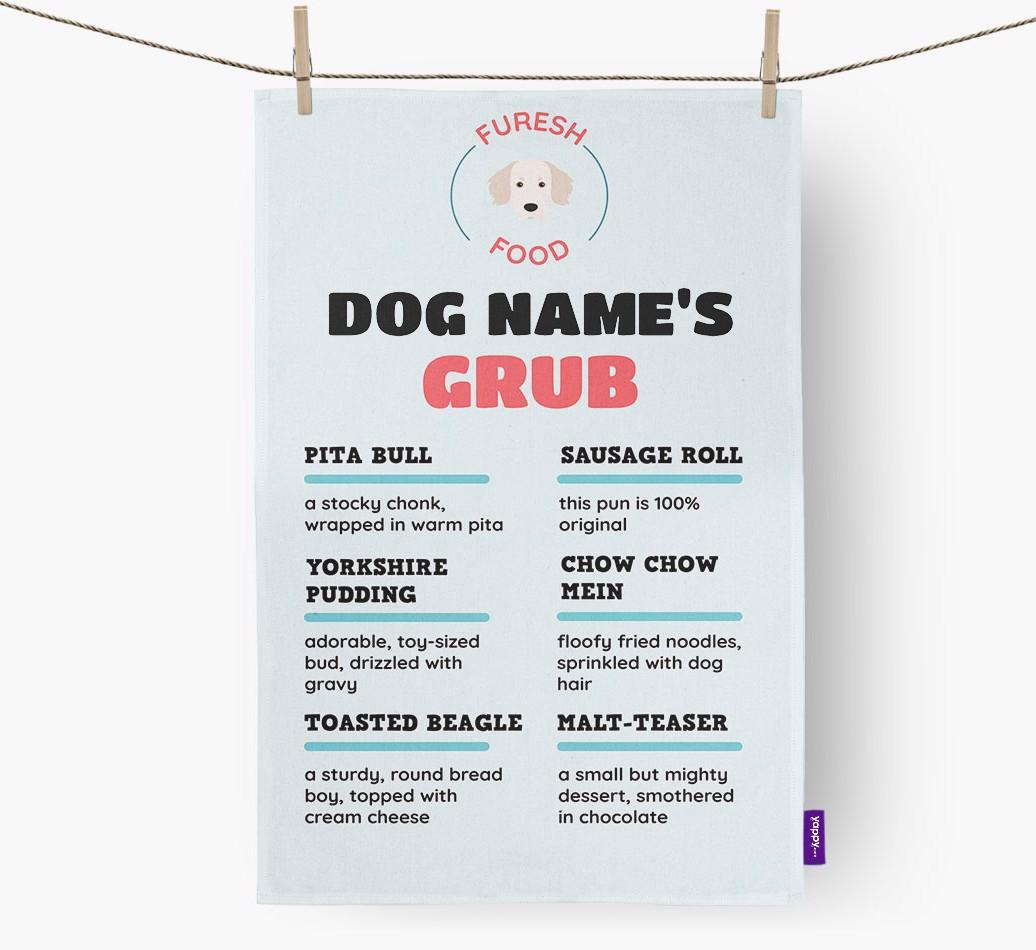 'Menu Spoof' - Personalised {breedFullName} Dish Towel