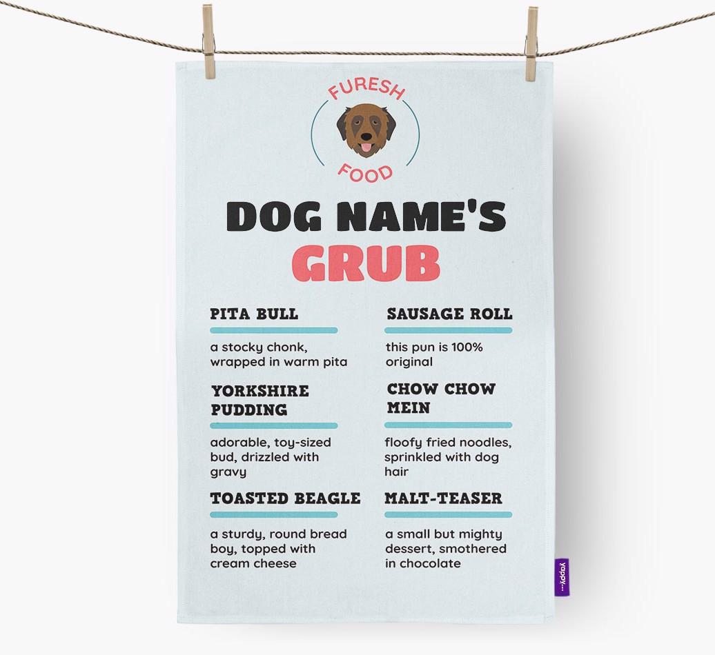 'Menu Spoof' - Personalised {breedFullName} Dish Towel