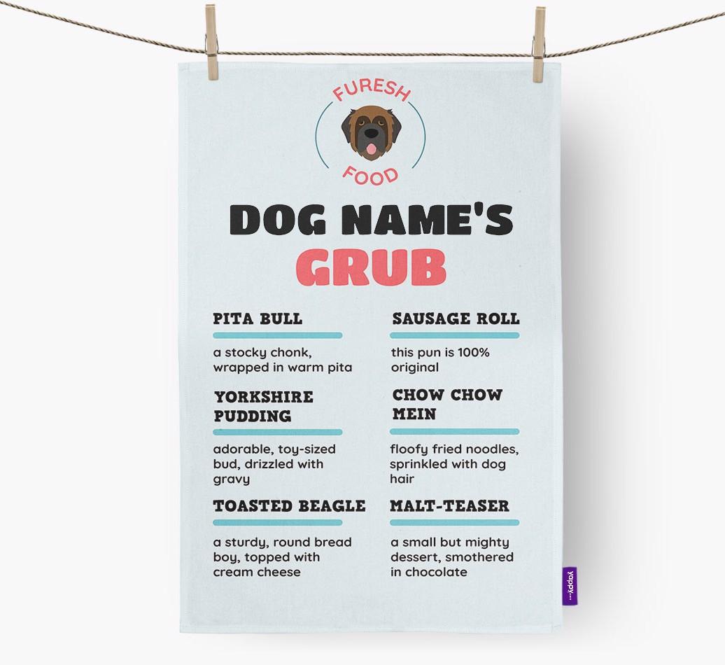 'Menu Spoof' - Personalised {breedFullName} Dish Towel