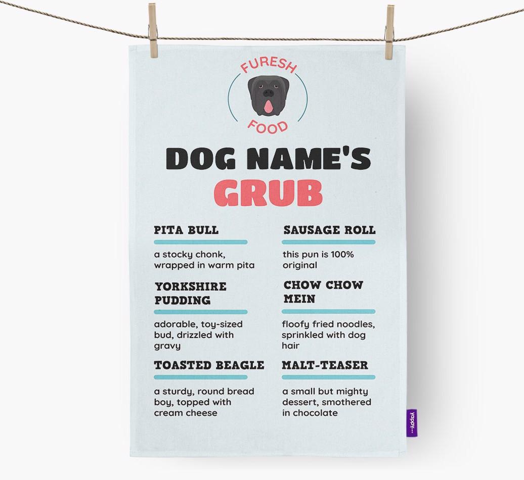 'Menu Spoof' - Personalised {breedFullName} Dish Towel
