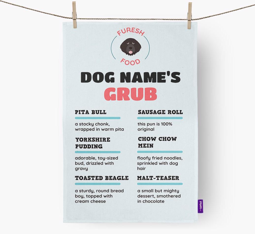 'Menu Spoof' - Personalised {breedFullName} Dish Towel