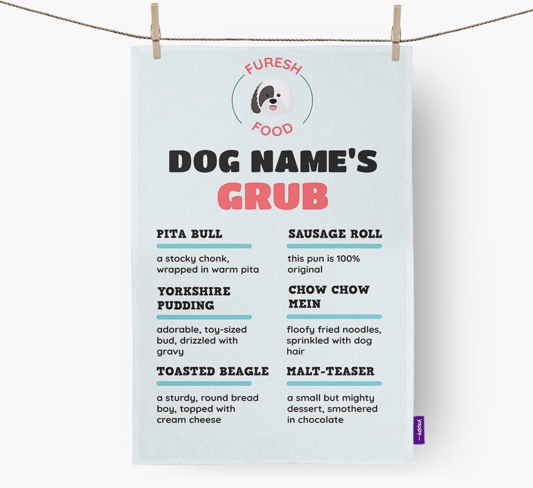 'Menu Spoof' - Personalised {breedFullName} Dish Towel