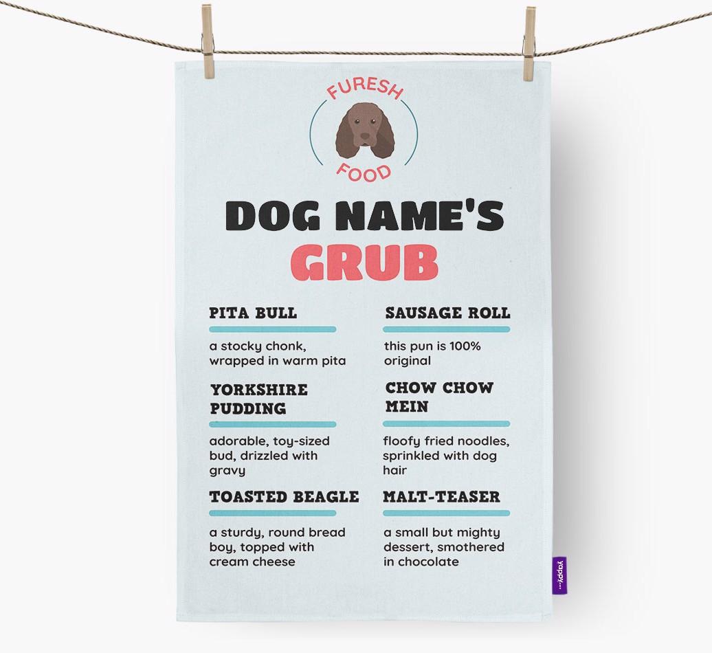 'Menu Spoof' - Personalised {breedFullName} Dish Towel
