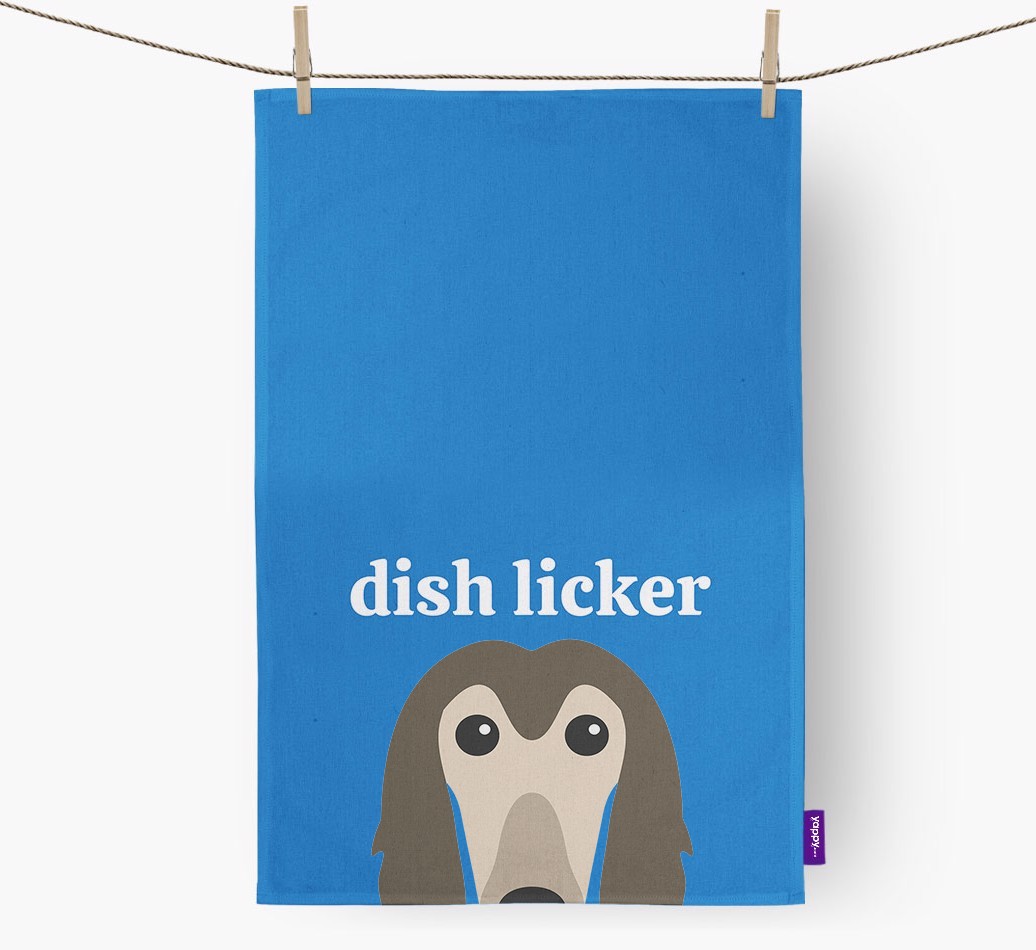 'Dish Licker' - Personalised {breedFullName} Tea Towel
