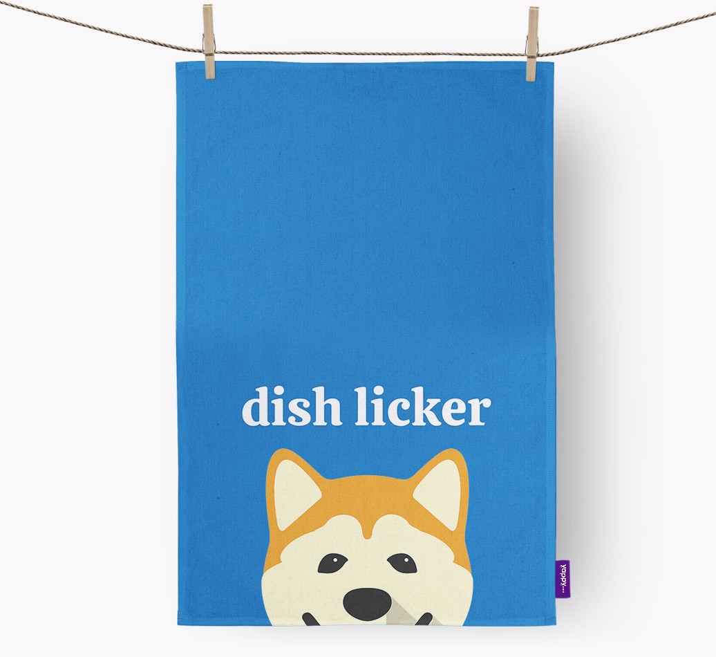 'Dish Licker' - Personalised {breedFullName} Tea Towel