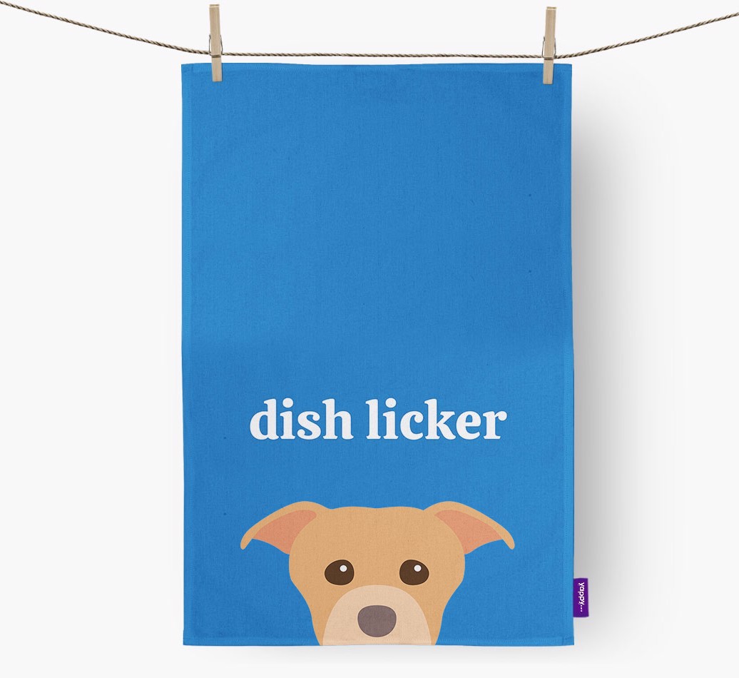 'Dish Licker' - Personalised {breedFullName} Tea Towel