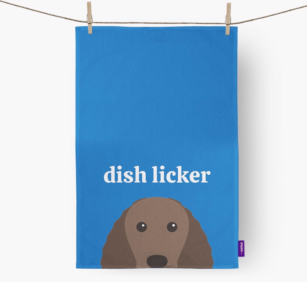 'Dish Licker' - Personalised {breedFullName} Tea Towel