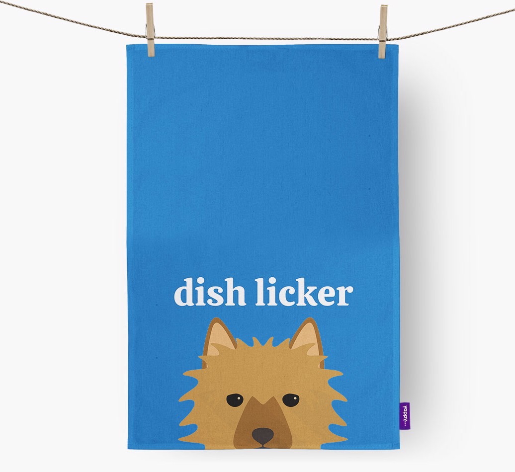 'Dish Licker' - Personalised {breedFullName} Tea Towel