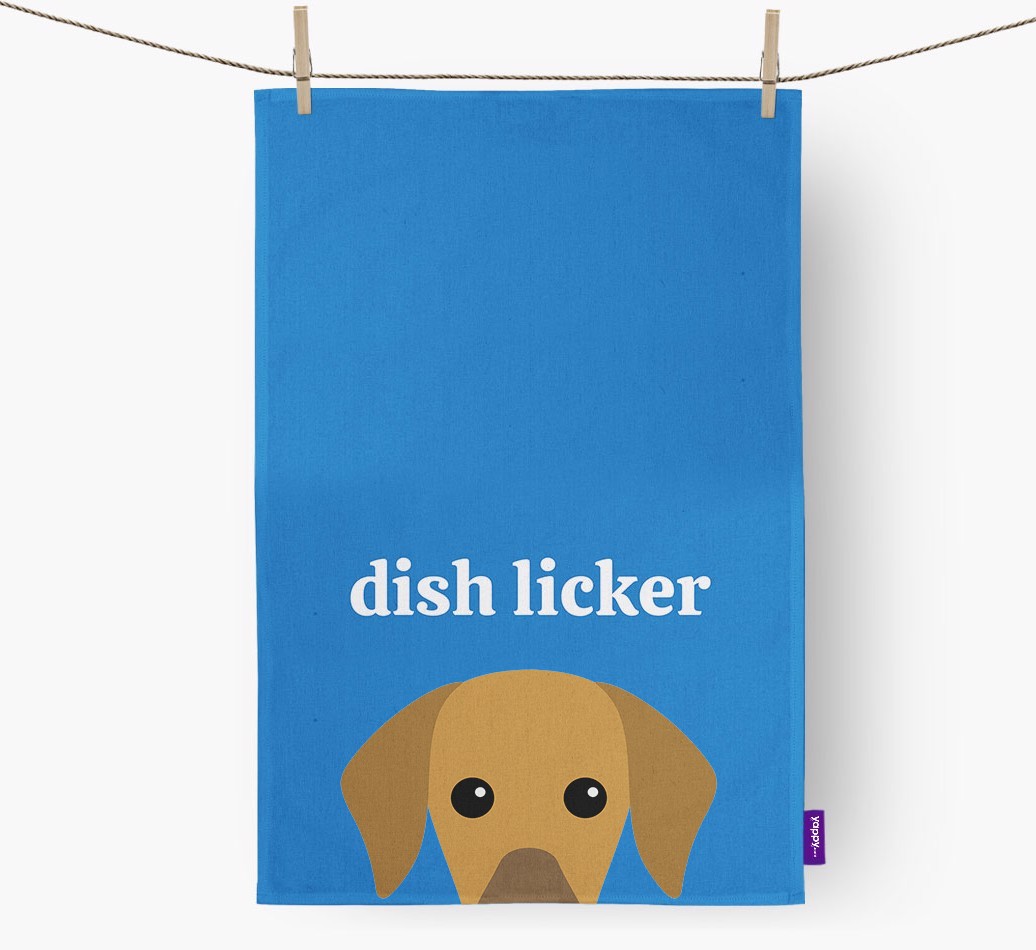 'Dish Licker' - Personalised {breedFullName} Tea Towel