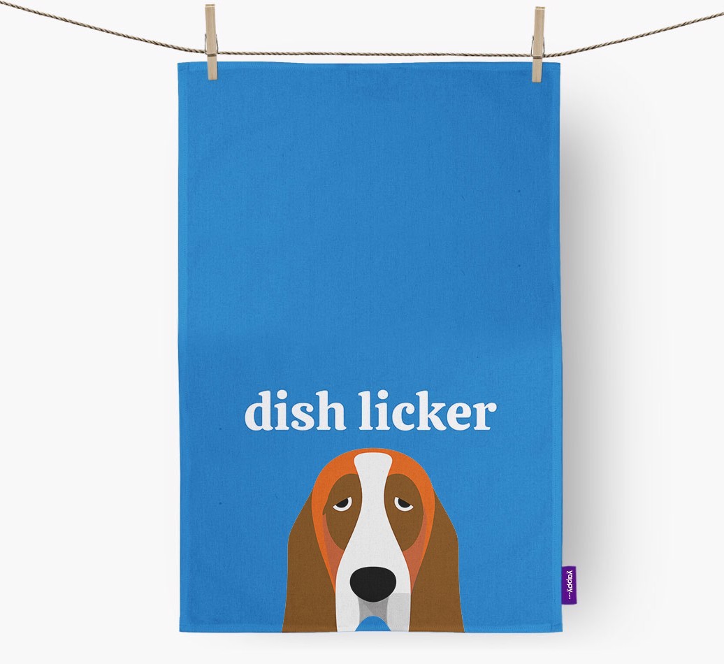 'Dish Licker' - Personalised {breedFullName} Tea Towel