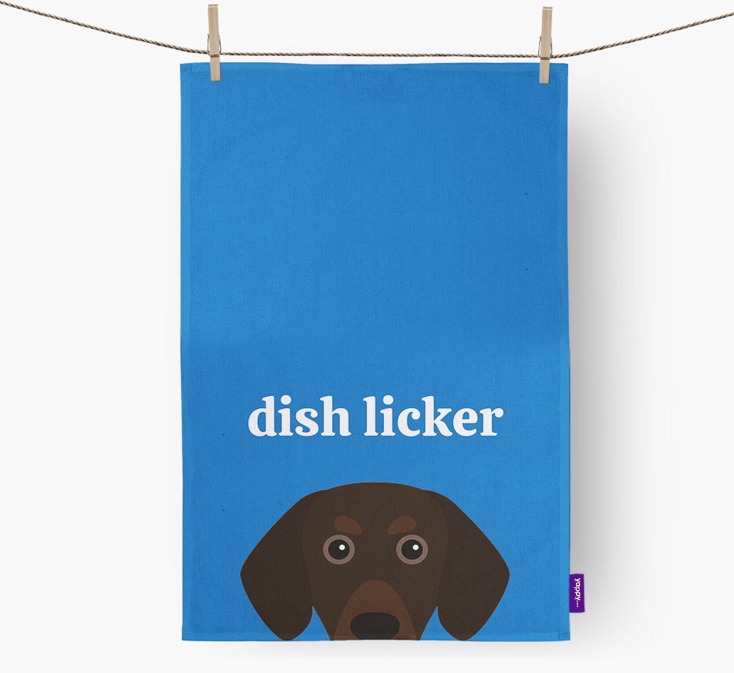 'Dish Licker' - Personalised {breedFullName} Tea Towel