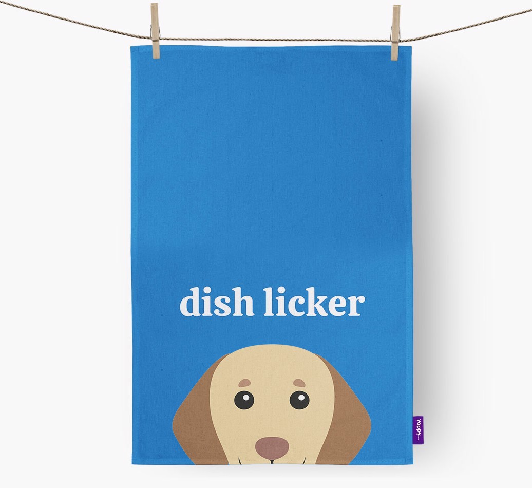 'Dish Licker' - Personalised {breedFullName} Tea Towel