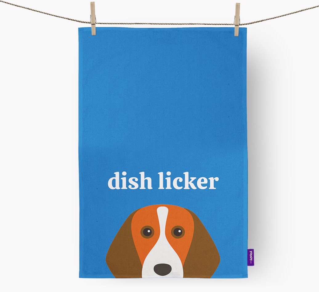 'Dish Licker' - Personalised {breedFullName} Tea Towel