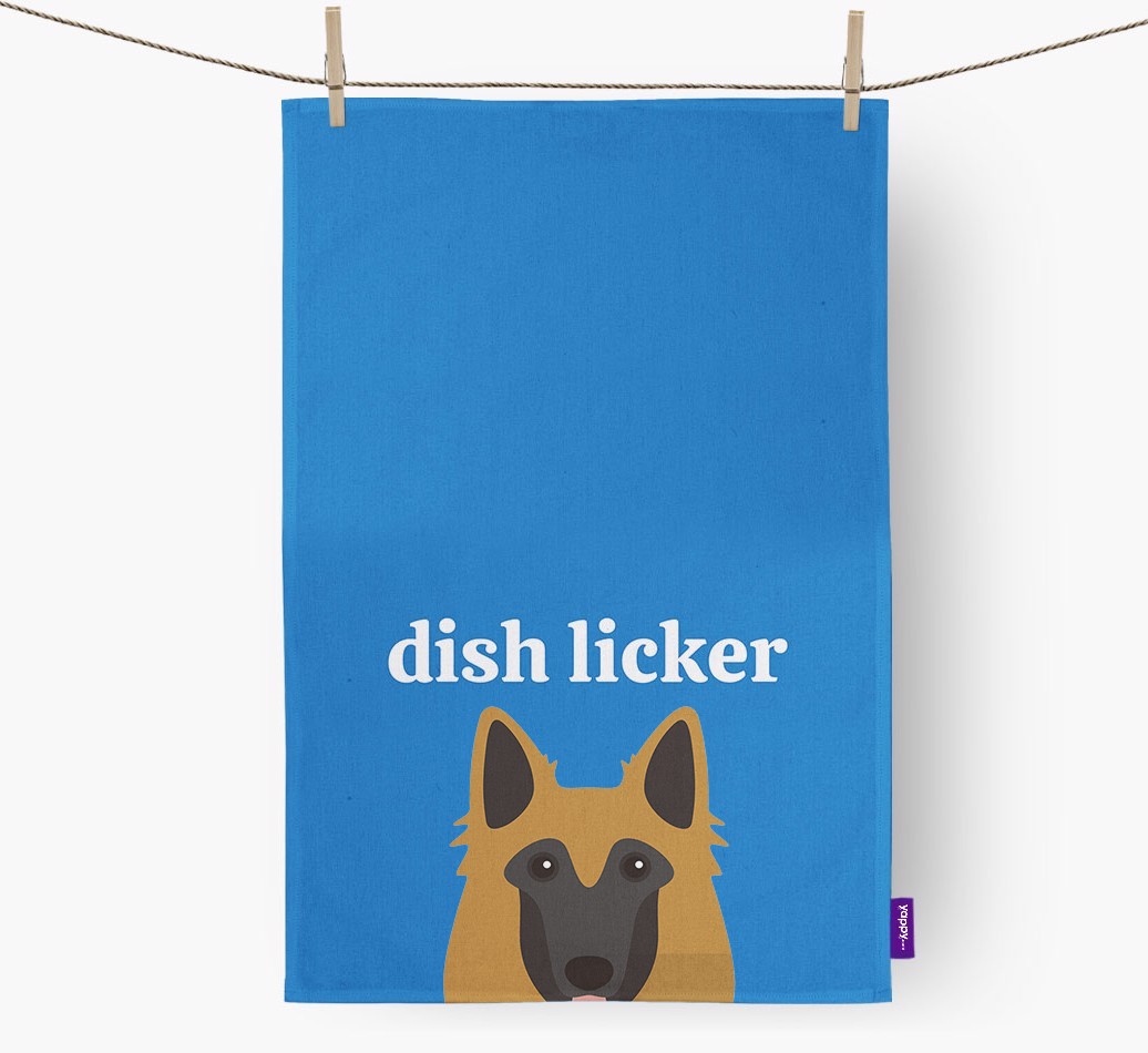 'Dish Licker' - Personalised {breedFullName} Tea Towel