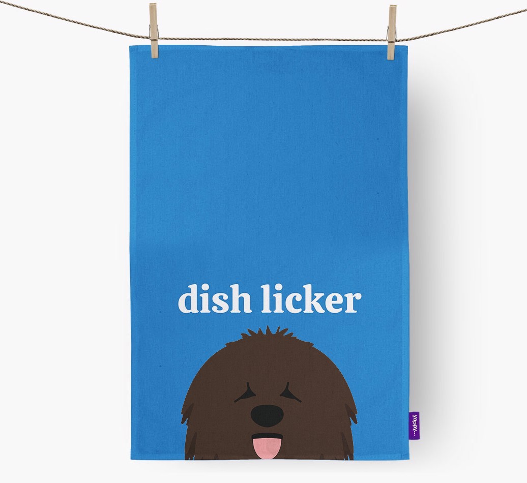 'Dish Licker' - Personalised {breedFullName} Tea Towel