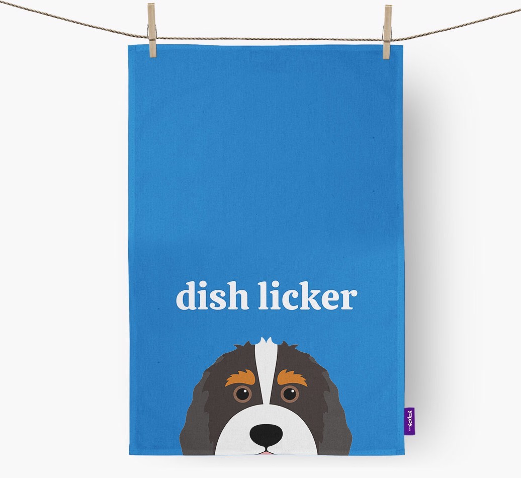 'Dish Licker' - Personalised {breedFullName} Tea Towel