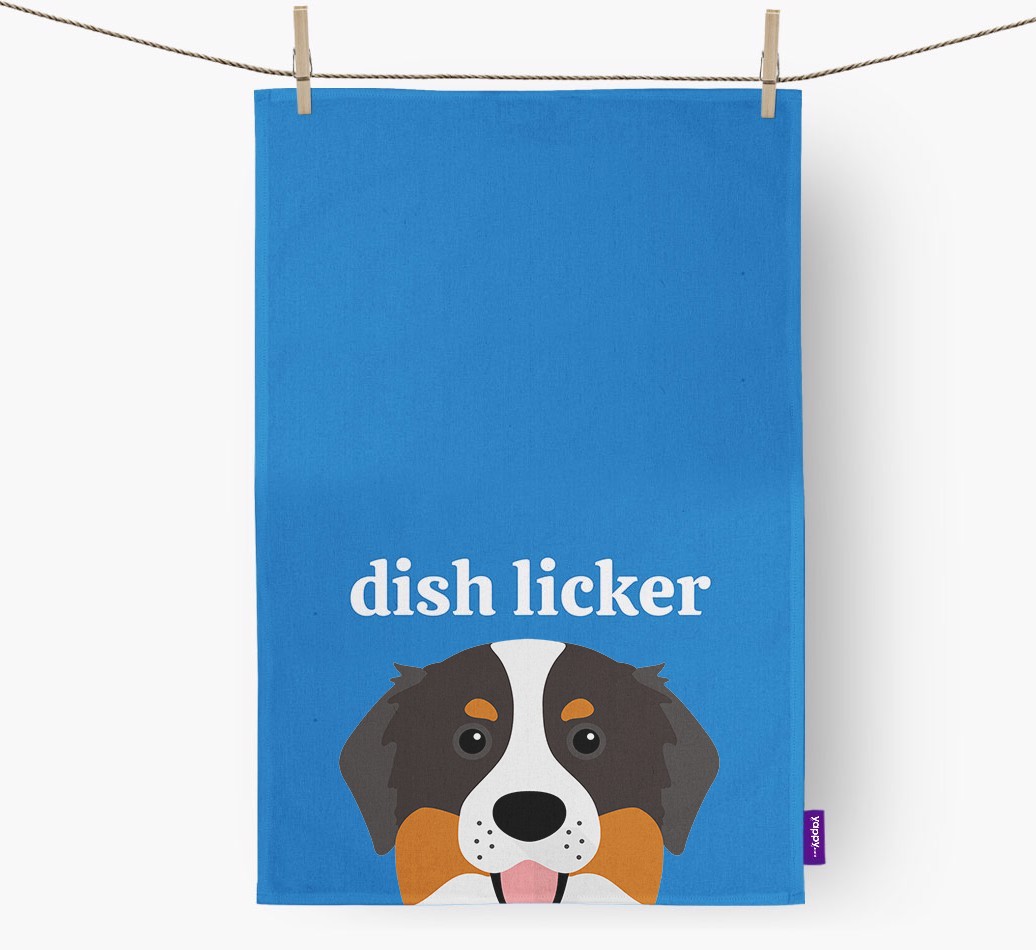 'Dish Licker' - Personalised {breedFullName} Tea Towel