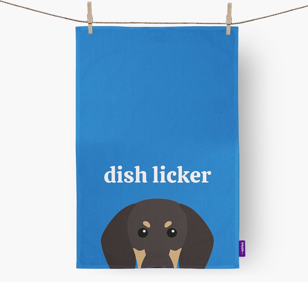 'Dish Licker' - Personalised {breedFullName} Tea Towel