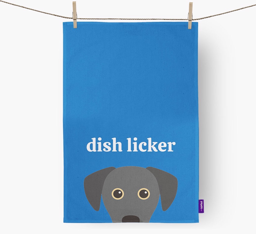 'Dish Licker' - Personalised {breedFullName} Tea Towel
