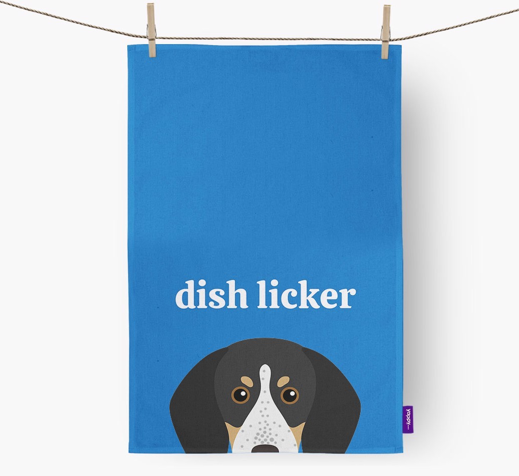 'Dish Licker' - Personalised {breedFullName} Tea Towel