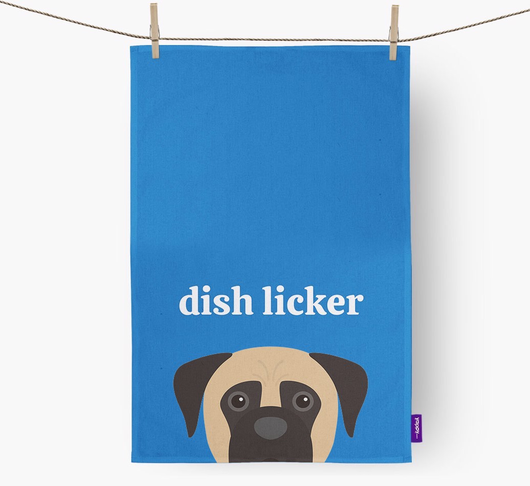 'Dish Licker' - Personalised {breedFullName} Tea Towel