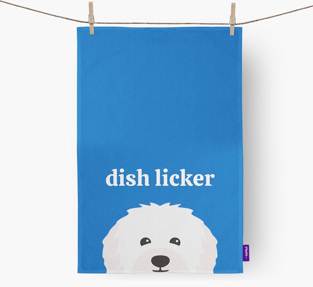 'Dish Licker' - Personalised {breedFullName} Tea Towel